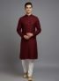 Tibra Collection Men Solid Straight Kurta(Maroon)