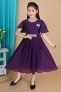 Primefashion Girls Maxi/Full Length Party Dress(Purple, Half Sleeve)