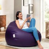 Amazon Brand Solimo Premium Faux Leather Bean Bag Filled With Beans | Capacity: Upto 5.8 Ft Height, 85 Kg Weight | 2Xl | Purple