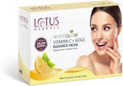 Lotus Herbals Whiteglow Vitamin C + Gold Radiance Facial Kit | Helps Reduce Dark Spots |(5 X 11.4 G)