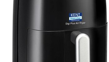 Kent Digi Plus Air Fryer 4L & 1300W | Fry, Grill, Roast & Bake | Digital Display & Touch Control Panel | Rapid Heating | 80% Less Oil Usage | High Temperature & Uniform Heating | Black Air Fryer(4 L)