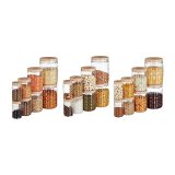 Amazon Brand – Solimo Checkered Jar Container Set Of 24, 2000Ml, 1000Ml, 500Ml, 250Ml, Transparent, Choco
