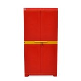 Nilkamal Freedom Big Fmm Plastic Cabinet | 3-Year Warranty | 4-Shelf Storage Cupboard With Doors | Multi Organizer | For Home, Wardrobe, And Kitchen | Clothes Rack | Red & Yellow