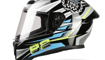 Tvs Racing Titan Series Full Face Helmet For Men | Premium Bike Helmets With Abs Shell, Uv Paint | Quick Release System | Aerodynamic Design | Dot & Isi Certified (Green/M)