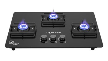 Lifelong 3 Gas Burner Top – 3 Burners Hob Top Gas Stove With Automatic Ignition – Toughened Glass Top Gas Stoves For Home & Kitchen – Automatic Gas Stove For Modern/Modular Kitchen (Llht923)Open,Black