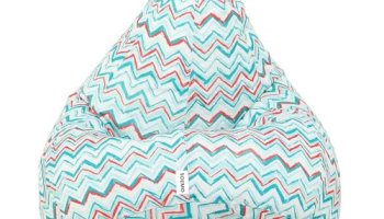 Amazon Brand Solimo Premium Canvas Fabric Bean Bag, Filled With Beans | Capacity: Upto 6′ Height, 100 Kg Weight | 2Xl | Chevron Stripes Printed | Black