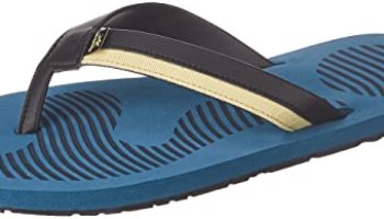 Reebok Men Pu Laser Flip Pro Swim Slides Black-Matte Gold-Evolved Blue Uk 7