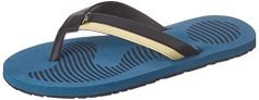 Reebok Men Pu Laser Flip Pro Swim Slides Black-Matte Gold-Evolved Blue Uk 7