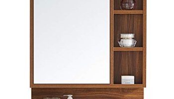 Mamta Decoration Engineered Wood Wall Mount Dressing Table Mirror With Storage For Living Room Bedroom (Brown)