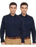 Amazon Brand – Symbol Men’S Formal Regular Fit Shirt (Pack Of 2) Navy 40
