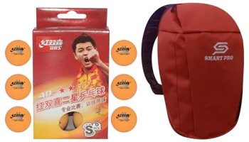 Dhs Tt Ball S-S1840By 2 Star Y Supermarket (6 Pcs Box) 60 Pcs With Smart Pro Tt Special Cover Speed Mehroon