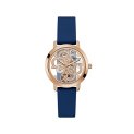 Guess Silicone Analog Rose Gold Dial Women’S Watch-Gw0452L1,Blue Band