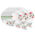 Larah By Borosil Fluted Series Hazel Opalware Dinner Set | 27 Piece For Family Of 6 | Microwave & Dishwasher Safe | Bone-Ash Free | Crockery Set For Dining & Gifting | Plates & Bowls | White