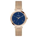 Timex Analog Watch For Women With Blue Round Dial & Rose Gold Stainless Steel Bracelet Band Water Resistant Women’S Wrist Watches – Twel118Smu03