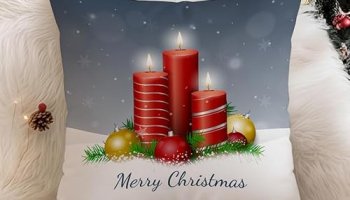 Stitchnest Merry Christmas Printed Poly Cotton Cushion Cover Pack Of 1 (12X12 Inches)