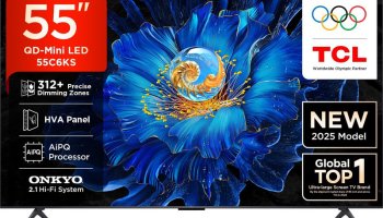 Tcl 139 Cm (55 Inch) Ultra Hd (4K) Mini Led Smart Google Tv 2025 Edition With High Hdr Brightness | 312+ Dimming Zones | Aipq Processor | Dolby Vision- Atmos 40 W | Onkyo 2.1 Hi-Fi System | Imax Enhanced(55C6Ks)