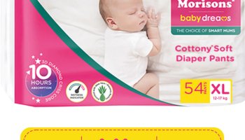 Morisons Baby Dreams Cottony Soft Diaper Pants – Extra Large – Xl(54 Pieces)