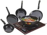 Aggoo Yuva Induction Bottom Non-Stick Coated Cookware Set(Aluminium, 5 – Piece)