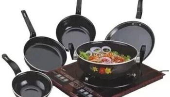 Aggoo Yuva Induction Bottom Non-Stick Coated Cookware Set(Aluminium, 5 – Piece)