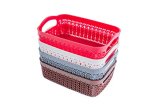Nayasa Rope Tray Basket For Stationary Paper File Storage For Office 4Pc Set | Multicolor (Mini) Rectangular | 20L X 13.5W X 7H Cm