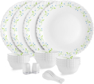 Cello Pack Of 22 Opalware Tropical Lagoon |Crockery Set | Dinner Set(Green, White, Microwave Safe)