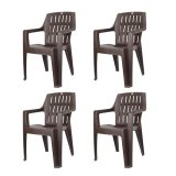 Cello Ritzy Chair Set Of 4, Matte Brown | Unbreakable, Durable & Strong | Blended Pp Material, Easy To Clean | Plastic Chair For Living Room, Home & Office | 3 Years Warranty – Manufacturing Defects