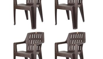 Cello Ritzy Chair Set Of 4, Matte Brown | Unbreakable, Durable & Strong | Blended Pp Material, Easy To Clean | Plastic Chair For Living Room, Home & Office | 3 Years Warranty – Manufacturing Defects
