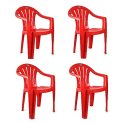 Cello Plastic Capri Arm Chair (Red, Set Of 4)
