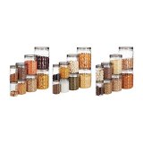 Amazon Brand – Solimo Plastic Checkered Jar Container Set Of 24, 2000Ml, 1000Ml, 500Ml, 250Ml, Transparent, Black