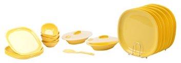 Signoraware Plastic Dinner Set – 23 Pieces, Lemon Yellow
