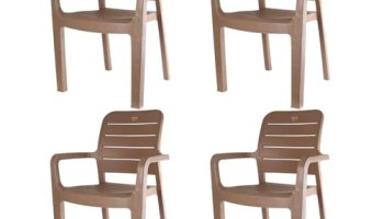 Cello Trident Chair Set Of 4, Marble Beige | Unbreakable, Durable & Strong |Blended Pp Material, Easy To Clean |Plastic Chair For Living Room, Home & Office | 3 Years Warranty – Manufacturing Defects