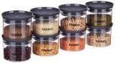Amazon Brand – Solimo Plastic Storage Jar And Container Set I Air Tight & Bpa Free Containers For Kitchen Storage Set I Grocery Kitchen Container Set I Multipurpose Jar, 500 Ml Each, Set 8, Grey