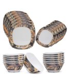 Bataniya Triple Coated 24-Piece Dinner Set, A Pinnacle Of Durability And Elegance In Melamine Crockery Brown