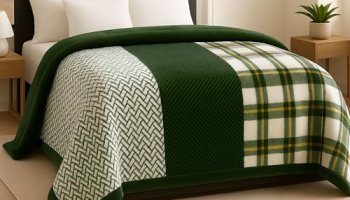 Bsb Home Supersoft Printed Mink Blanket For Heavy Winter – 600 Gsm Ultra Soft Luxurious Embossed Double Bed Blanket, Warm & Fluffy Cozy For Extreme Cold Weather (Green & White, 230 X 220 Cm, 3.5 Kg)