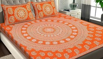 Bluewingscrafts Cotton Bedsheet For Double Bed Size 90X 100 Inches With 2 Large Size Pillow Covers.