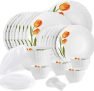 Cello Pack Of 47 Opalware Dazzle Series Spring Tulip Crockery Set |Dishwasher Safe |Light-Weight Dinner Set(White, Microwave Safe)