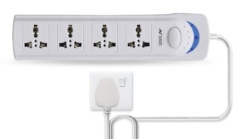 Ant Esports Ps400 Power Strips With 4 Universal Socket, 3-Meter-Long Cord, 2500-Watt, Fireproof Material, Heavy Duty Cable Overload Protection, Extension Cord For Home/Office Appliances – White