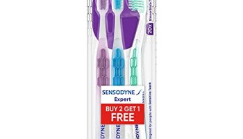 Sensodyne Expert Toothbrush | 20X Slimmer Bristles For Expert Cleaning | Toothbrush Set Pack Of 3 (Buy 2 Get 1 Free), Multicolour | Dentist Recommended Brand, Manual, Adult