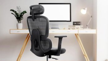 Frido Aeromesh Ergo Chair | Adjustable Armrests & Headrest | Lumbar Support | Breathable Mesh Back Fabric | Customizable Seat Depth & Height | Office Chair For Work & Study |120 Kg Capacity | Black