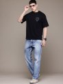 Roadster Solid Men Round Neck Black T-Shirt