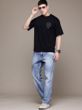Roadster Solid Men Round Neck Black T-Shirt