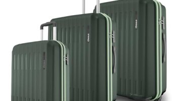 Safari Genius Alley Set Of 3 (Cabin + Medium + Large) Trolley Bags Hard Case Polypropylene, 4 Wheels, 360 Degree Wheeling Luggage, Suitcase For Travel, Trolley Bags For Travel, Deep Forrest