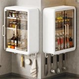 Hemiza 1 Pcs Plastic Self-Adhesive No-Drill Bathroom Shelf & Storage Cabinet With Stickers, Organiser For Bathroom, Essentials, Makeup, Skincare, Wall-Mounted Multi-Purpose Storage Cabinet