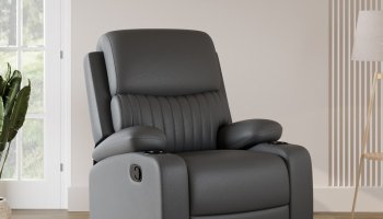 Flipkart Perfect Homes Leatherette Manual Recliner(Finish Color – Grey, Diy(Do-It-Yourself))