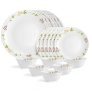 Cello Opalware Dazzle Series Secret Garden 18 Piece Dinner Set Serving For 6 | Bone Ash-Free | Lightweight, Elegant White Plates & Bowls Set | Opal Glass Crockery Set For Daily Use Dinning & Gifting