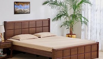 Home Centre Denis Mahogany Wood Queen Bed – Brown