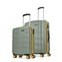 Aristocrat Comet Set Of 2 Trolley Bag 56, 66Cm | Small+Medium| Hard Luggage| Smooth 8-Wheel Suitcase| Combination Lock With Sturdy Zipper| Full Fabric Convipack | 3-Year International Warranty (Green)