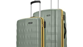 Aristocrat Comet Set Of 2 Trolley Bag 56, 66Cm | Small+Medium| Hard Luggage| Smooth 8-Wheel Suitcase| Combination Lock With Sturdy Zipper| Full Fabric Convipack | 3-Year International Warranty (Green)