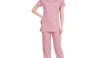 Tulzott Women’S Pure Cotton Top & Pyjama Set – Printed Nightwear And Loungewear, Comfortable Night Suit For Sleep And Relaxation Grey