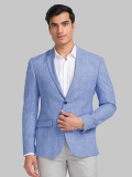 Park Avenue Checkered Single Breasted Casual Men Blazer(Blue)